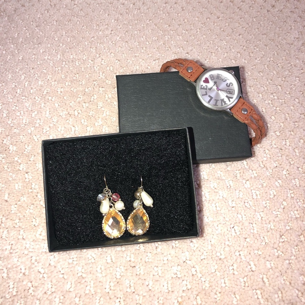 Betsy Johnson watch and earring set